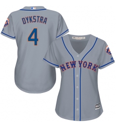 Women's Majestic New York Mets #4 Lenny Dykstra Replica Grey Road Cool Base MLB Jersey