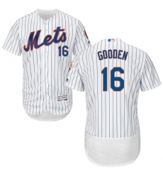 Men's Majestic New York Mets #16 Dwight Gooden White Home Flex Base Authentic Collection MLB Jersey