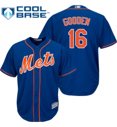 Youth Majestic New York Mets #16 Dwight Gooden Authentic Royal Blue Alternate Home Cool Base MLB Jersey