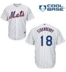 Men's Majestic New York Mets #18 Darryl Strawberry Replica White Home Cool Base MLB Jersey