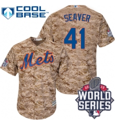 Men's Majestic New York Mets #41 Tom Seaver Replica Camo Alternate Cool Base 2015 World Series MLB Jersey