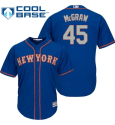 Youth Majestic New York Mets #45 Tug McGraw Replica Royal Blue Alternate Road Cool Base MLB Jersey