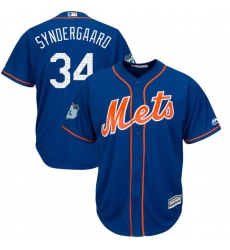 Youth Majestic New York Mets #34 Noah Syndergaard Authentic Royal Blue 2017 Spring Training Cool Base MLB Jersey
