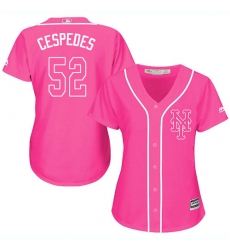 Women's Majestic New York Mets #52 Yoenis Cespedes Replica Pink Fashion Cool Base MLB Jersey