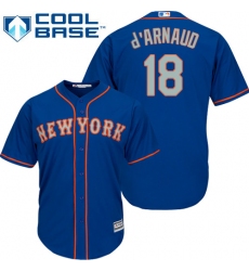 Youth Majestic New York Mets #18 Travis d'Arnaud Authentic Royal Blue Alternate Road Cool Base MLB Jersey