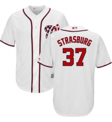 Youth Majestic Washington Nationals #37 Stephen Strasburg Authentic White Home Cool Base MLB Jersey