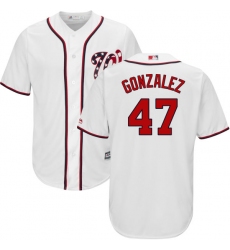 Youth Majestic Washington Nationals #47 Gio Gonzalez Replica White Home Cool Base MLB Jersey