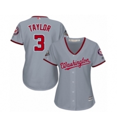 Women's Washington Nationals #3 Michael Taylor Authentic Grey Road Cool Base 2019 World Series Champions Baseball Jersey