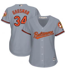 Women's Majestic Baltimore Orioles #34 Kevin Gausman Authentic Grey Road Cool Base MLB Jersey