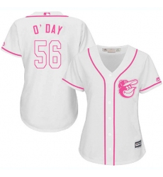 Women's Majestic Baltimore Orioles #56 Darren O'Day Replica White Fashion Cool Base MLB Jersey