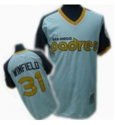Men's Mitchell and Ness San Diego Padres #31 Dave Winfield Authentic White Throwback MLB Jersey