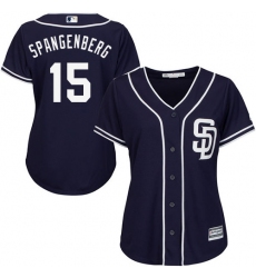 Women's Majestic San Diego Padres #15 Cory Spangenberg Replica Navy Blue Alternate 1 Cool Base MLB Jersey