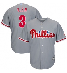 Youth Majestic Philadelphia Phillies #3 Chuck Klein Replica Grey Road Cool Base MLB Jersey