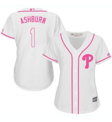 Women's Majestic Philadelphia Phillies #1 Richie Ashburn Replica White Fashion Cool Base MLB Jersey