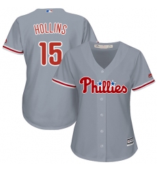 Women's Majestic Philadelphia Phillies #15 Dave Hollins Authentic Grey Road Cool Base MLB Jersey