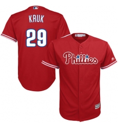 Youth Majestic Philadelphia Phillies #29 John Kruk Replica Red Alternate Cool Base MLB Jersey