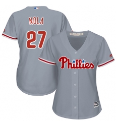 Women's Majestic Philadelphia Phillies #27 Aaron Nola Authentic Grey Road Cool Base MLB Jersey