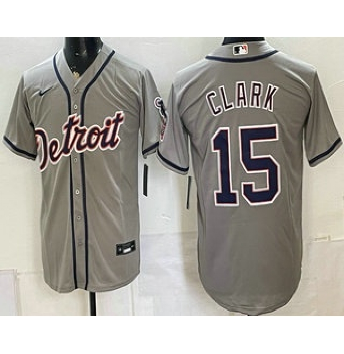 Men's Detroit Tigers #15 Max Clark Grey Cool Base Jersey