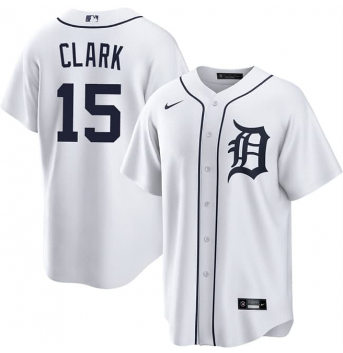 Men's Detroit Tigers #15 Max Clark White 2026 Cool Base Stitched Baseball Jersey