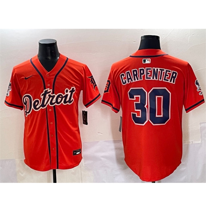 Men's Detroit Tigers #30 Kerry Carpenter Orange With Vapor Premier Limited Stitched Baseball Jersey