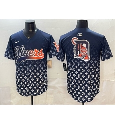 Men's Detroit Tigers Team Big Logo Navy With Vapor Premier Limited Stitched Baseball Jersey