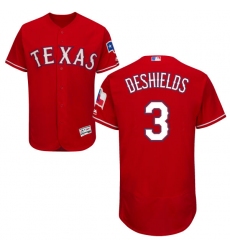 Men's Majestic Texas Rangers #3 Delino DeShields Red Alternate Flex Base Authentic Collection MLB Jersey
