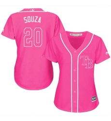 Women's Majestic Tampa Bay Rays #20 Steven Souza Replica Pink Fashion Cool Base MLB Jersey