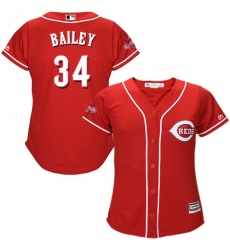 Women's Majestic Cincinnati Reds #34 Homer Bailey Authentic Red Alternate Cool Base MLB Jersey