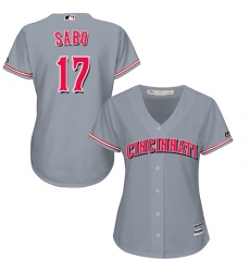 Women's Majestic Cincinnati Reds #17 Chris Sabo Authentic Grey Road Cool Base MLB Jersey