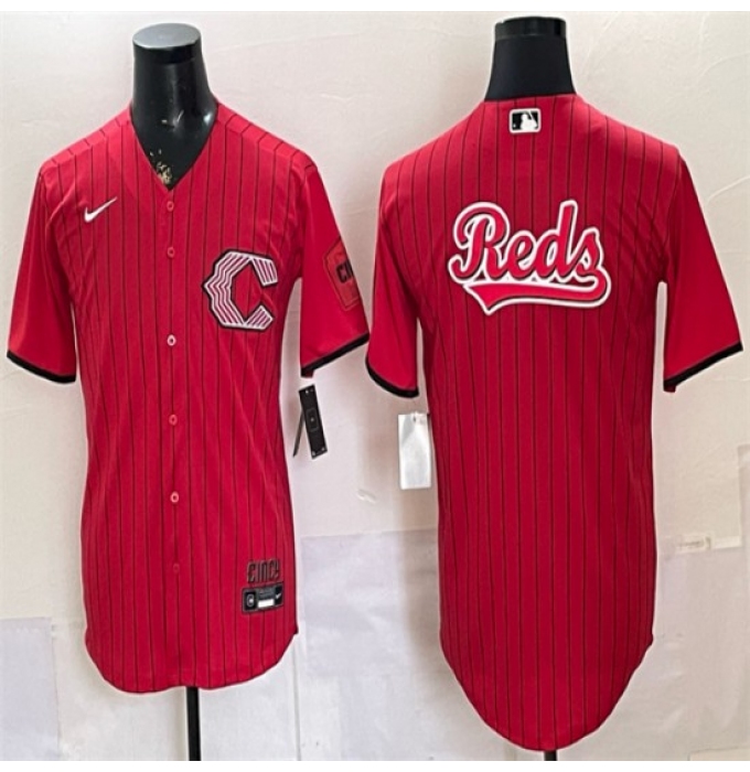 Men's Cincinnati Reds Team Big Logo Red 2026 City Connect Stadium Stitched Baseball Jersey