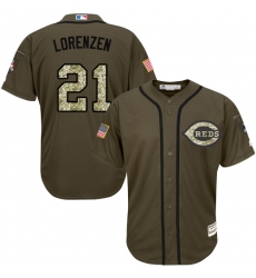 Men's Majestic Cincinnati Reds #21 Michael Lorenzen Authentic Green Salute to Service MLB Jersey