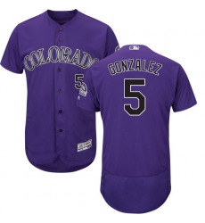 Men's Majestic Colorado Rockies #5 Carlos Gonzalez Purple Alternate Flex Base Authentic Collection MLB Jersey