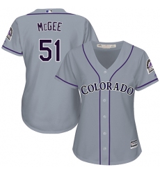 Women's Majestic Colorado Rockies #51 Jake McGee Authentic Grey Road Cool Base MLB Jersey