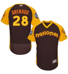 Men's Majestic Colorado Rockies #28 Nolan Arenado Brown 2016 All-Star National League BP Authentic Collection Flex Base MLB Jersey