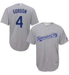 Men's Majestic Kansas City Royals #4 Alex Gordon Replica Grey Road Cool Base MLB Jersey