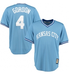 Men's Majestic Kansas City Royals #4 Alex Gordon Replica Light Blue Cooperstown MLB Jersey