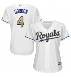 Women's Majestic Kansas City Royals #4 Alex Gordon Replica White Home Cool Base MLB Jersey