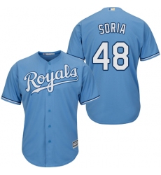Men's Majestic Kansas City Royals #48 Joakim Soria Replica Light Blue Alternate 1 Cool Base MLB Jersey