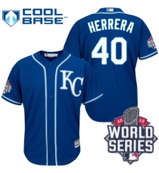Men's Majestic Kansas City Royals #40 Kelvin Herrera Authentic Blue Alternate 2 Cool Base 2015 World Series Patch MLB Jersey