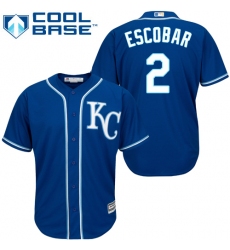 Youth Majestic Kansas City Royals #2 Alcides Escobar Replica Blue Alternate 2 Cool Base MLB Jersey