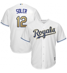 Men's Majestic Kansas City Royals #12 Jorge Soler Replica White Home Cool Base MLB Jersey