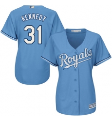 Women's Majestic Kansas City Royals #31 Ian Kennedy Replica Light Blue Alternate 1 Cool Base MLB Jersey