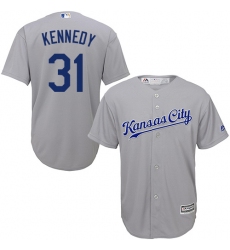 Youth Majestic Kansas City Royals #31 Ian Kennedy Authentic Grey Road Cool Base MLB Jersey