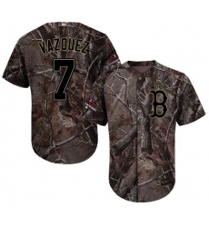 Men's Majestic Boston Red Sox #7 Christian Vazquez Authentic Camo Realtree Collection Flex Base 2018 World Series Champions MLB Jersey
