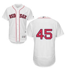 Men's Majestic Boston Red Sox #45 Pedro Martinez White Home Flex Base Authentic Collection MLB Jersey