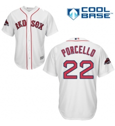 Youth Majestic Boston Red Sox #22 Rick Porcello Authentic White Home Cool Base 2018 World Series Champions MLB Jersey