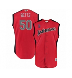 Men's Boston Red Sox #50 Mookie Betts Authentic Red American League 2019 Baseball All-Star Jersey