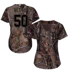 Women's Majestic Boston Red Sox #50 Mookie Betts Authentic Camo Realtree Collection Flex Base 2018 World Series Champions MLB Jersey