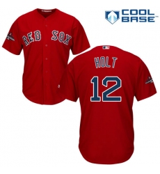 Youth Majestic Boston Red Sox #12 Brock Holt Authentic Red Alternate Home Cool Base 2018 World Series Champions MLB Jersey