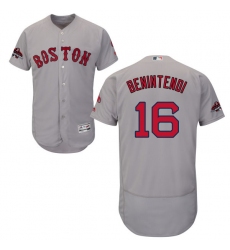 Men's Majestic Boston Red Sox #16 Andrew Benintendi Grey Road Flex Base Authentic Collection 2018 World Series Champions MLB Jersey